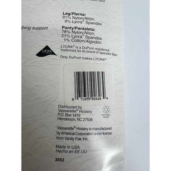 Vassarette Body Curves Shaper Sheer No Toes Nude Long 3340 Lycra VTG Pantyhose - Picture 6 of 8
